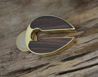 Cargar imagen en el visor de la galería, Ohrgewicht Brass 14mm Tropfen Schlüsselloch Holz Inlay - chic - net.de
