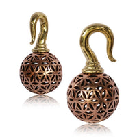 Load image into Gallery viewer, Ohrgewicht Kugel Lebensblume 4mm Piercing Brass Ohrring gold Hook Bronze rötlich - chic - net.de
