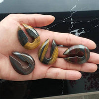 Load image into Gallery viewer, Ohrgewicht Natur Stein 12mm Tropfen Schlüsselloch braun - chic - net.de
