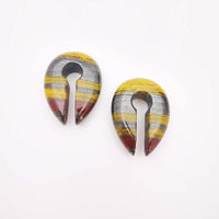 Load image into Gallery viewer, Ohrgewicht Natur Stein 12mm Tropfen Schlüsselloch braun - chic - net.de
