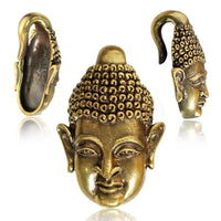 Load image into Gallery viewer, Ohrgewichte Piercing Buddhakopf Buddha Brass antik golden 28 g - chic - net.de
