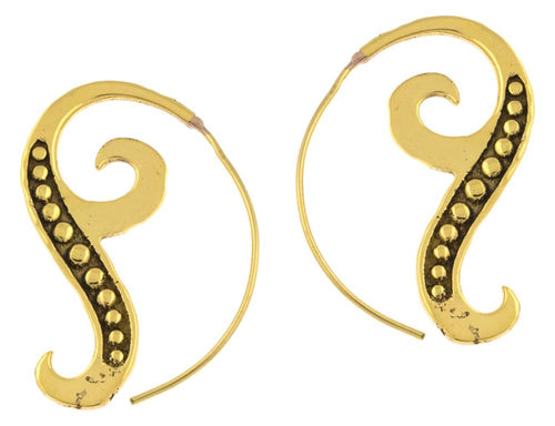 Ohrhänger Spirale Haken Punktekette Messing antik golden Tribal Piercing Ohrringe - chic - net.de