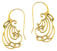 Cargar imagen en el visor de la galería, Ohrhänger Spiralen lange Bögen Messing Brass antik golden Tribal Piercing Ohrringe - chic - net.de
