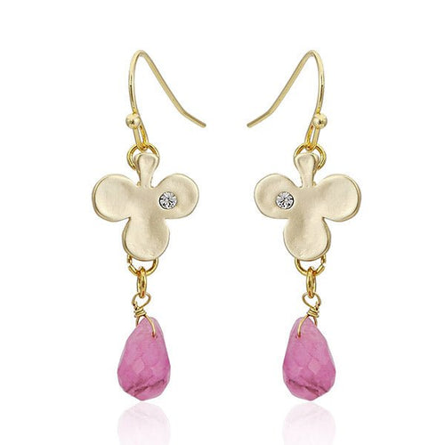 Ohrringe 18 karat vergoldet Kristall Kreuz Tropfen Stein rosa facettiert nickelfrei - chic - net.de