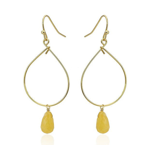 Ohrringe 18 karat vergoldet Stein Tropfen orange facettiert 45 mm nickelfrei gold - chic - net.de