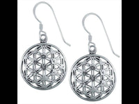 Load image into Gallery viewer, Ohrringe 24 mm versilbert Blume des Lebens Messing Silber glänzend rund Damen - chic - net.de

