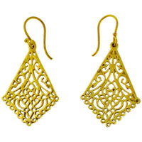 Cargar imagen en el visor de la galería, Ohrringe Drache umgedreht Ornamente Messing antik golden nickelfrei Tribal Brass Ohrhänger glänzend - chic - net.de
