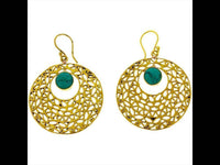 Cargar imagen en el visor de la galería, Ohrringe Kreis gestanzt Türkis Mandel Messing antik golden Tribal Ohrhänger nickelfrei Schmuck Brass - chic - net.de
