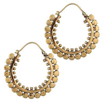 Cargar imagen en el visor de la galería, Ohrringe Kreise Punkte rund 30 mm Messing Brass antik golden Tribal Schmuck Piercing - chic - net.de
