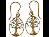 Cargar imagen en el visor de la galería, Ohrringe Oval fein Baum Äste Messing glänzend antik golden Tribal Ohrhänger - chic - net.de

