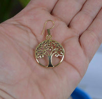Cargar imagen en el visor de la galería, Ohrringe rund Baum des Lebens verzweigt spiralig Messing Brass antik golden Tribal Ohrhänger - chic - net.de
