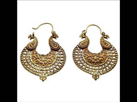 Cargar imagen en el visor de la galería, Ohrringe Spiralbögen Blume Bögen Punkte Messing antik golden Tribal Brass Schmuck - chic - net.de
