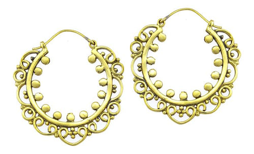 Ohrringe Spiralbögen Kreise Bögen Messing antik golden Tribal Piercing Brass nickelfrei Schmuck - chic - net.de