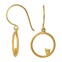 Load image into Gallery viewer, Ohrringe vergoldet Tulpe im Kreis 925er Silber matt 19 mm Goldschmiedearbeit - chic - net.de
