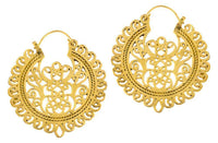 Cargar imagen en el visor de la galería, Ohrringe verschnörkelt Kreis Rand Messing Brass antik golden Tribal Schmuck - chic - net.de
