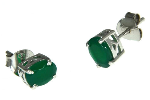 Ohrstecker 925 Silber mit Onyx grün oval 8mm facettiert - chic - net.de