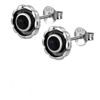 Load image into Gallery viewer, Ohrstecker 925 Sterling Silber Blume Stein oxidiert - chic - net.de
