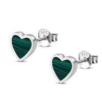 Load image into Gallery viewer, Ohrstecker 925 Sterling Silber Herz Stein eingefasst - chic - net.de
