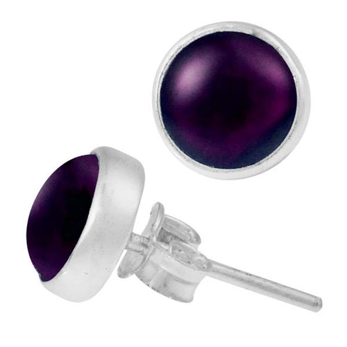 Ohrstecker Amethyst lila rund 10 mm 925er Sterling Silber Rand Stein Silberohrstecker - chic - net.de