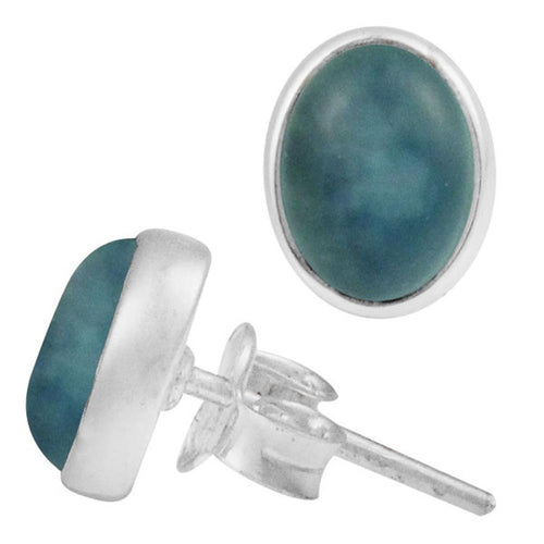 Ohrstecker Chalzedon blau oval 10 mm 925er Sterling Silber Rand Stein Silberohrstecker - chic - net.de