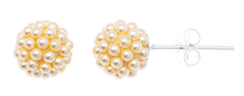Ohrstecker creme rund Perlen Kugelohringe groß Kugelohrstecker 8 mm 925er Sterlingsilber - chic - net.de