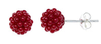 Load image into Gallery viewer, Ohrstecker dunkel rot rund Perlen Kugelohringe groß Kugelohrstecker 8 mm 925er Sterlingsilber - chic - net.de
