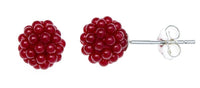Load image into Gallery viewer, Ohrstecker dunkel rot rund Perlen Kugelohringe groß Kugelohrstecker 8 mm 925er Sterlingsilber - chic - net.de
