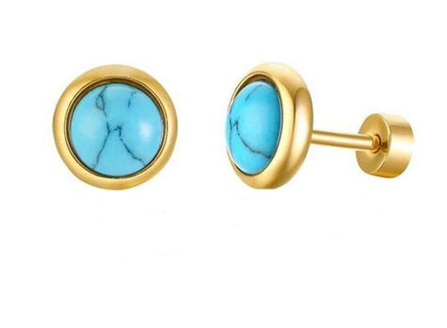 Ohrstecker Edelstahl Emaille Perlmutt Türkis Gold PVD - chic - net.de