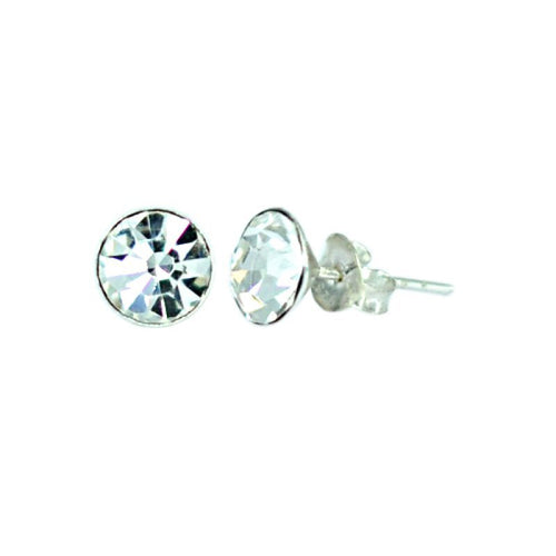 Ohrstecker Glas transparent hellgrün scheinend, 5 mm Ø, facettiert, glitzernd, 925er Sterlingsilber - Stift - chic - net.de