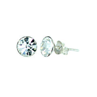 Load image into Gallery viewer, Ohrstecker Glas transparent hellgrün scheinend, 5 mm Ø, facettiert, glitzernd, 925er Sterlingsilber - Stift - chic - net.de
