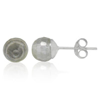 Load image into Gallery viewer, Ohrstecker Glas transparent hellgrün scheinend, 5 mm Ø, facettiert, glitzernd, 925er Sterlingsilber - Stift - chic - net.de
