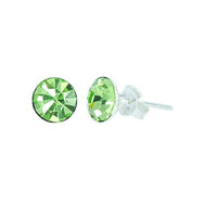 Load image into Gallery viewer, Ohrstecker Glas transparent hellgrün scheinend, 5 mm Ø, facettiert, glitzernd, 925er Sterlingsilber - Stift - chic - net.de
