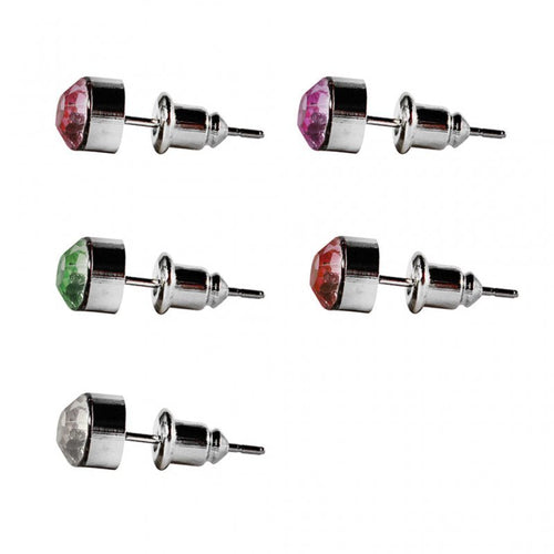 Ohrstecker Glas transparent hellgrün scheinend, 5 mm Ø, facettiert, glitzernd, 925er Sterlingsilber - Stift - chic - net.de