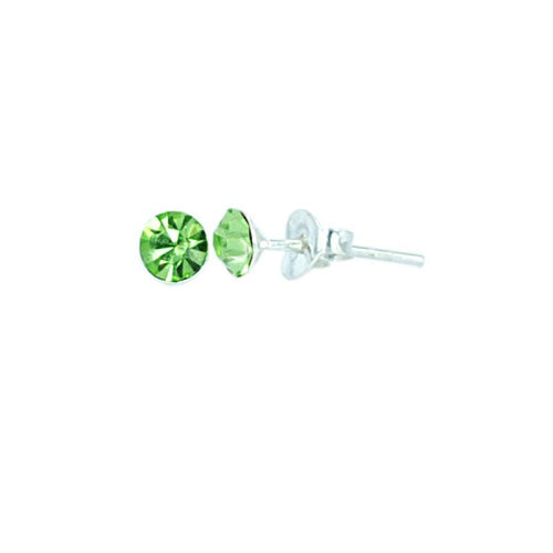 Ohrstecker Glas transparent hellgrün scheinend, 5 mm Ø, facettiert, glitzernd, 925er Sterlingsilber - Stift - chic - net.de