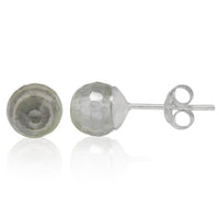 Load image into Gallery viewer, Ohrstecker Glas transparent hellgrün scheinend, 5 mm Ø, facettiert, glitzernd, 925er Sterlingsilber - Stift - chic - net.de
