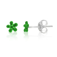 Load image into Gallery viewer, Ohrstecker grün Glaskristall 4 mm Ø Blume glitzernd 925er Sterlingsilber - chic - net.de

