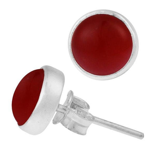 Ohrstecker Jaspis rot rund 10 mm 925er Sterling Silber Rand Stein Silberohrstecker - chic - net.de