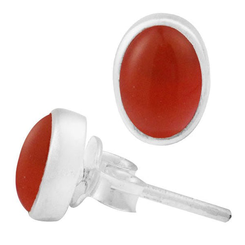 Ohrstecker Karneol rot oval 8 mm 925er Sterling Silber Rand Stein Silberohrstecker - chic - net.de