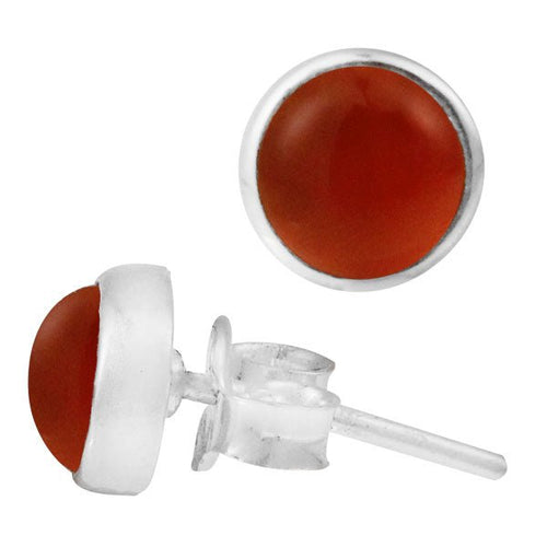 Ohrstecker Karneol rot rund 6 mm 925er Sterling Silber Rand Stein Silberohrstecker - chic - net.de
