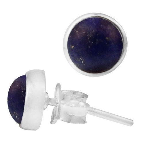 Ohrstecker Lapis blau rund 8 mm 925er Sterling Silber Rand Stein Silberohrstecker - chic - net.de