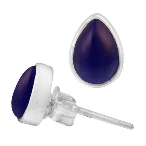 Ohrstecker Lapis blau Tropfen 8 mm 925er Sterling Silber Rand Stein Silberohrstecker - chic - net.de
