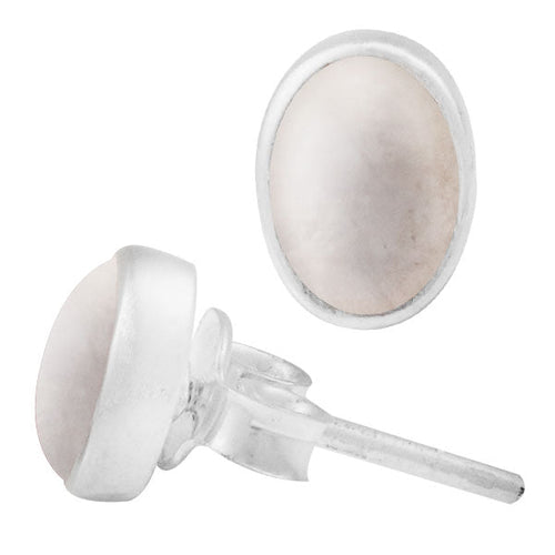 Ohrstecker Mondstein weiß oval 8 mm 925er Sterling Silber Rand Stein Silberohrstecker - chic - net.de