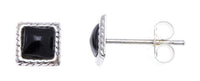 Cargar imagen en el visor de la galería, Ohrstecker Onyx Quadrat 6 mm Seilrand 925er Sterlingsilber schwarz unisex - chic - net.de
