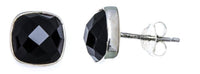 Load image into Gallery viewer, Ohrstecker Onyx Quadrat 8 mm 925er Sterlingsilber Rand facettiert schwarz gewölbt - chic - net.de
