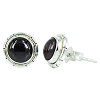 Load image into Gallery viewer, Ohrstecker Onyx schwarz rund 10 mm 925er Sterling Silber Kerben Rand diagonal - chic - net.de
