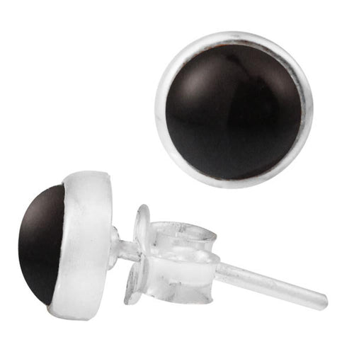 Ohrstecker Onyx schwarz rund 8 mm 925er Sterling Silber Rand Stein Silberohrstecker - chic - net.de