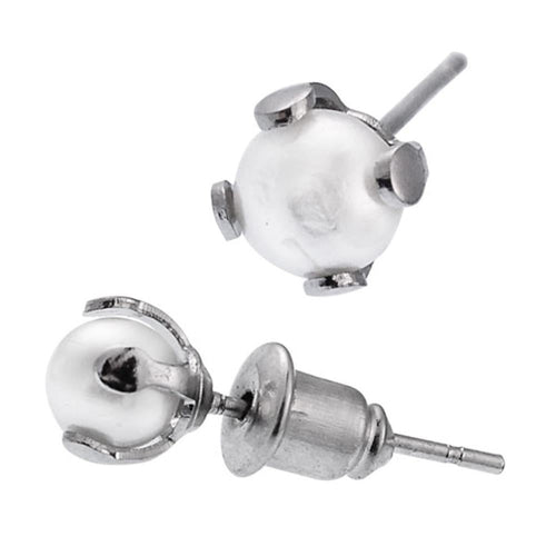 Ohrstecker Perlen Perlenohrstecker 925er Sterling Silber Glanz Ohrringe Damen eingefasst - chic - net.de