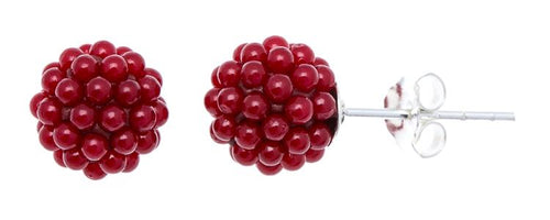 Ohrstecker rot rund Perlen Kugelohringe Kugelohrstecker 8 mm 925er Sterlingsilber - chic - net.de