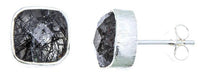 Load image into Gallery viewer, Ohrstecker schwarz Rutilquarz Quadrat 8 mm 925er Sterlingsilber facettiert Rillen Rand - chic - net.de
