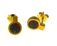 Load image into Gallery viewer, Ohrstecker Silber 925 vergoldet crushed Stein Mix rund - chic - net.de
